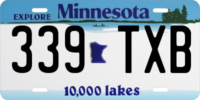 MN license plate 339TXB