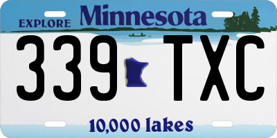 MN license plate 339TXC