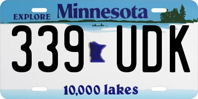 MN license plate 339UDK