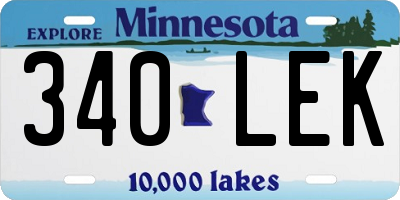 MN license plate 340LEK