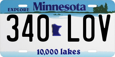 MN license plate 340LOV