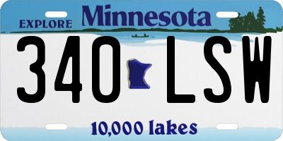 MN license plate 340LSW