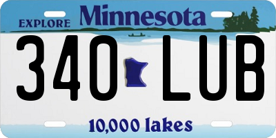 MN license plate 340LUB
