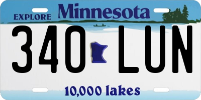 MN license plate 340LUN
