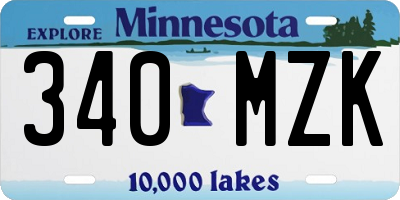 MN license plate 340MZK