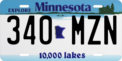 MN license plate 340MZN