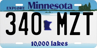 MN license plate 340MZT