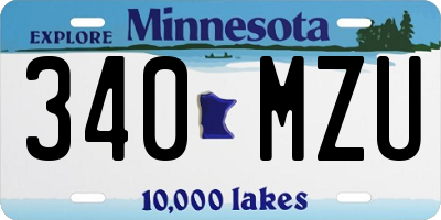 MN license plate 340MZU
