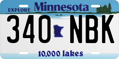 MN license plate 340NBK