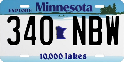 MN license plate 340NBW