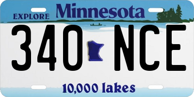 MN license plate 340NCE
