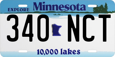 MN license plate 340NCT