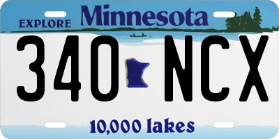 MN license plate 340NCX