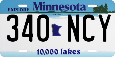 MN license plate 340NCY