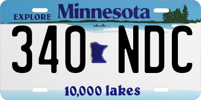 MN license plate 340NDC