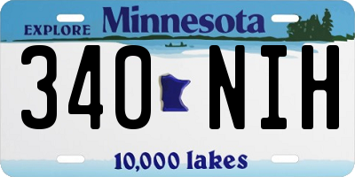 MN license plate 340NIH
