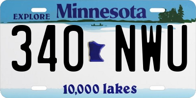 MN license plate 340NWU