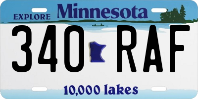 MN license plate 340RAF