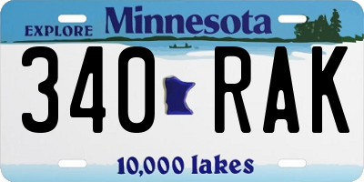 MN license plate 340RAK
