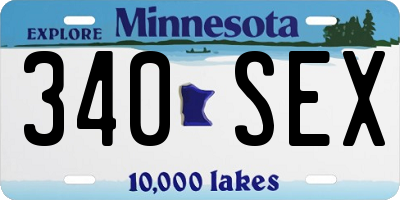 MN license plate 340SEX