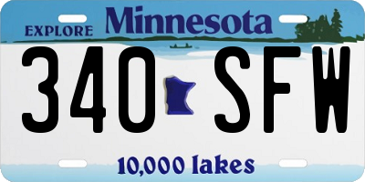 MN license plate 340SFW