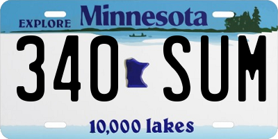 MN license plate 340SUM