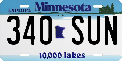 MN license plate 340SUN