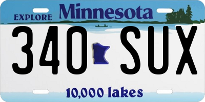 MN license plate 340SUX