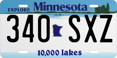 MN license plate 340SXZ