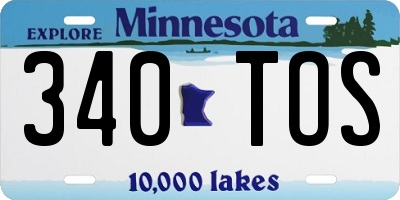 MN license plate 340TOS