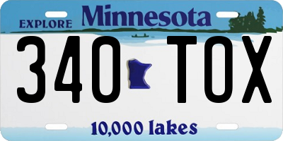 MN license plate 340TOX
