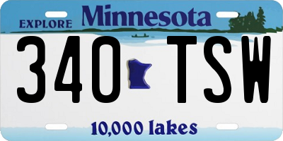 MN license plate 340TSW