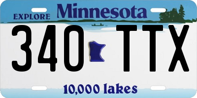 MN license plate 340TTX