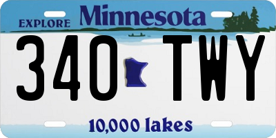 MN license plate 340TWY