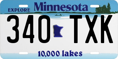 MN license plate 340TXK