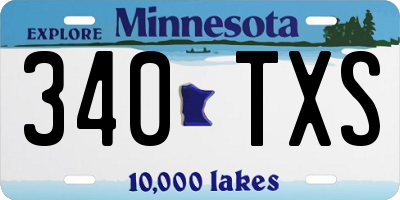 MN license plate 340TXS