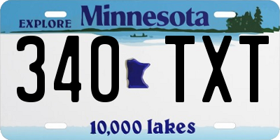MN license plate 340TXT