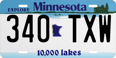MN license plate 340TXW