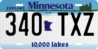 MN license plate 340TXZ