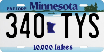 MN license plate 340TYS