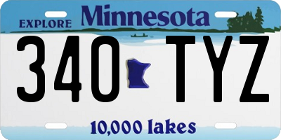MN license plate 340TYZ
