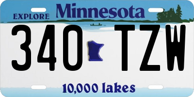 MN license plate 340TZW