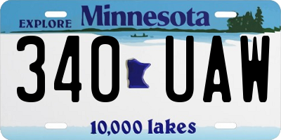 MN license plate 340UAW