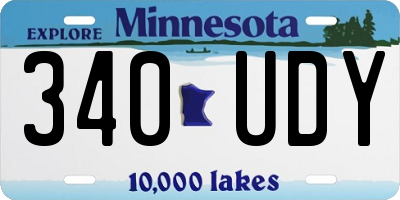MN license plate 340UDY