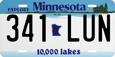 MN license plate 341LUN