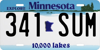 MN license plate 341SUM