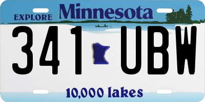 MN license plate 341UBW