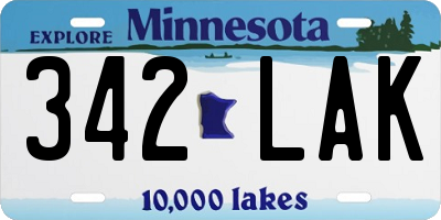 MN license plate 342LAK