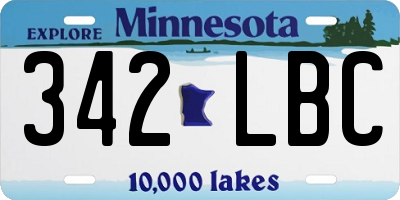 MN license plate 342LBC