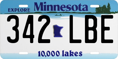 MN license plate 342LBE